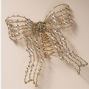 Anthropologie Jeweled Metal Bow Tree Topper in Gold | NWT